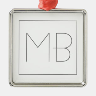 Adorno Metálico Monogramado único blanco elegante