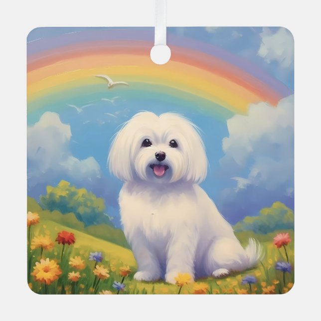 Adorno Metálico Monumento maltés Personalizado Perro Nombre Puente (Anverso)