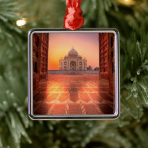 Adorno Metálico Monumentos Taj Mahal, India al atardecer