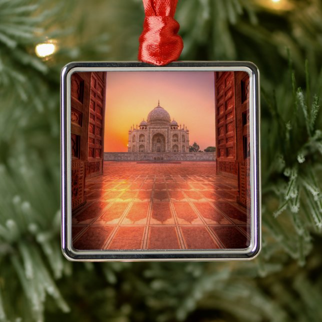 Adorno Metálico Monumentos | Taj Mahal, India al atardecer (Árbol)