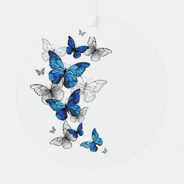 Adorno Metálico Morfo de las mariposas voladoras azules (Anverso)