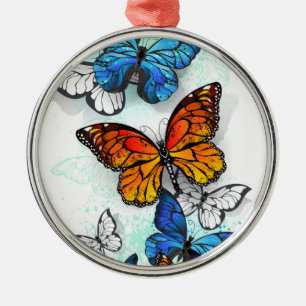 Adorno Metálico Morfo y monarca de las mariposas voladoras