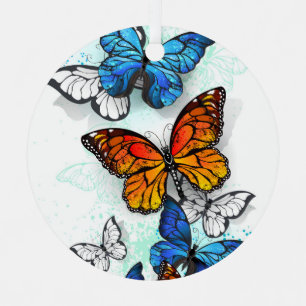 Adorno Metálico Morfo y monarca de las mariposas voladoras