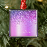 Adorno Metálico Morple Purpurina Monograma Nombre Giro de lujo<br><div class="desc">Purpurina De Espuma Metálica De Relieve metalizado Púrpura Faux Cepó Monograma Metalizado Nombre Ornamento De Navidad. Esto hace que el dulce perfecto cumpleaños 16,  boda,  ducha de novia,  aniversario,  ducha de bebé o fiesta de soltera sea regalo para alguien que ama el lujo glam y los estilos de moda.</div>