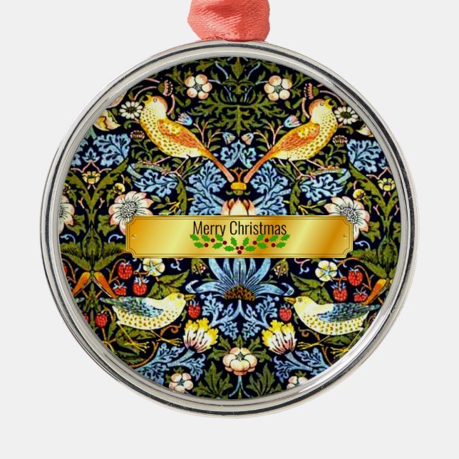 Adorno Metálico Morris - Ladrón de fresa, Feliz Navidad, (Frente)