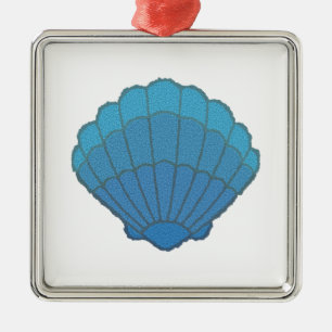 Adorno Metálico Mosaico azul de conchas marinas