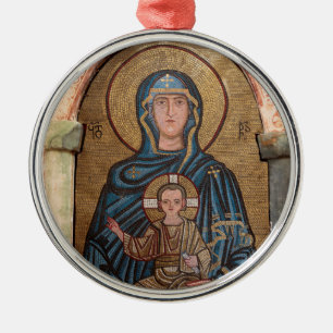 Adorno Metálico Mosaico de la Virgen María y Jesús