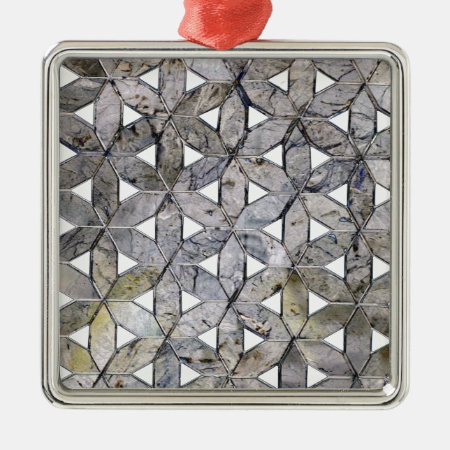 Adorno Metálico Mosaico de Piedra Gris Natural, flor de la vida (Frente)