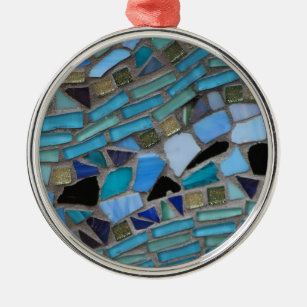 Adorno Metálico Mosaico de vidrio azul del mar