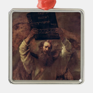 Adorno Metálico Moses rompiendo los comprimidos de la ley, 1659