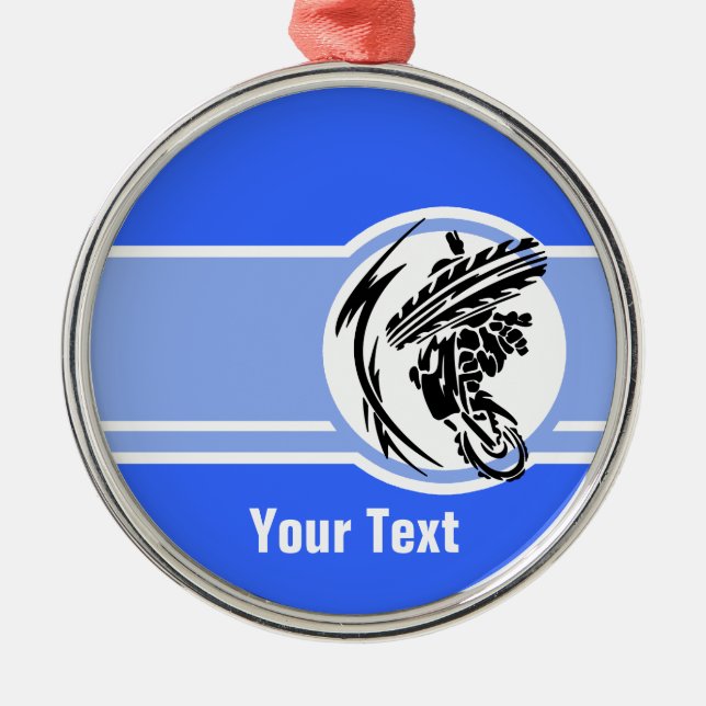 Adorno Metálico Motocrós azul; Bici de la suciedad (Frente)