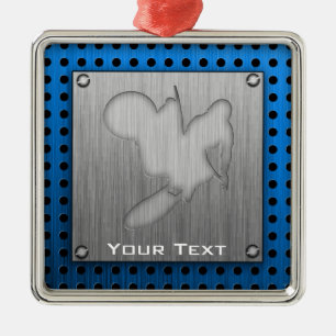 Adorno Metálico Motocrós; Metal-mirada cepillada