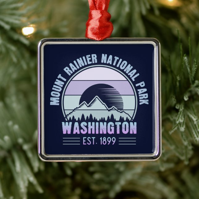 Adorno Metálico Mount Rainier National Park Washington USA Retro (Árbol)