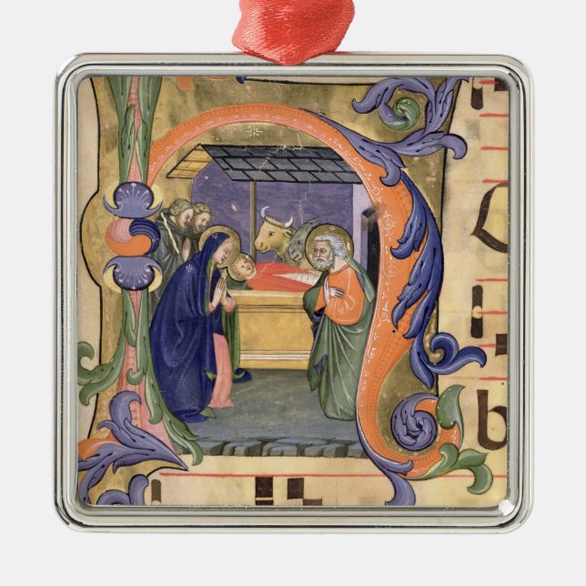 Adorno Metálico Ms 571 f.6r Historiado inicial "H" que representa  (Frente)