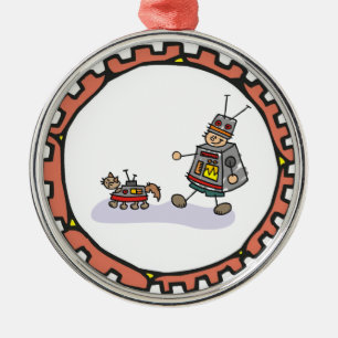 Adorno Metálico Muchacho del robot con las ilustraciones del gato