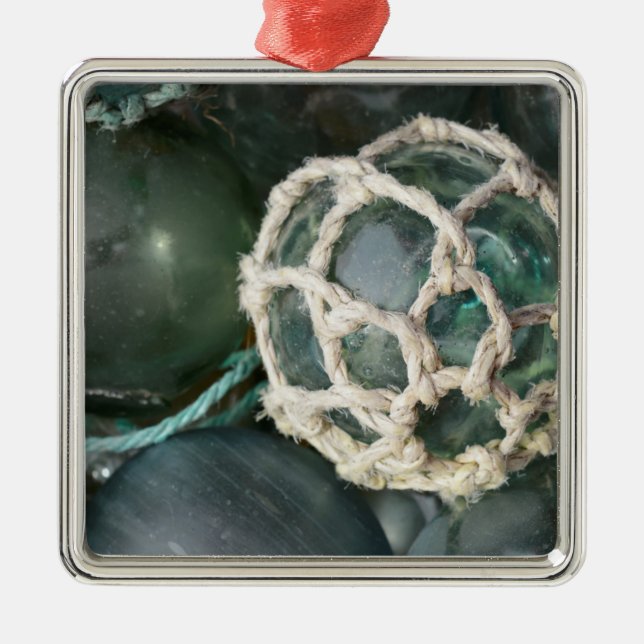 Adorno Metálico Muchas carrozas de pesca de vidrio, Alaska (Frente)