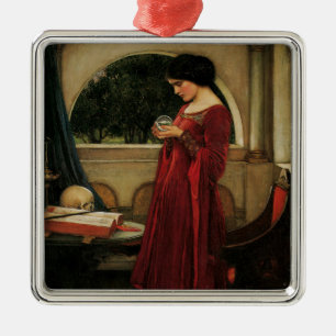 Adorno Metálico Mujer Bola de Cristal Pintura de Waterhouse