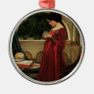 Adorno Metálico Mujer Bola de Cristal Pintura de Waterhouse