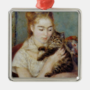 Adorno Metálico Mujer con un gato de Pierre-Auguste Renoir