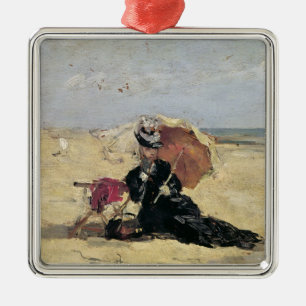 Adorno Metálico Mujer con un parasol en la playa, 1880