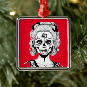 ADORNO METÁLICO MUJER DE LA CABEZA EN BLANCO Y NEGRO