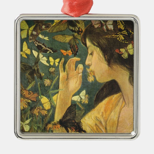 Adorno Metálico Mujer Elegante Con Hermosas Mariposas (Frente)