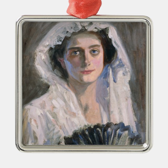 Adorno Metálico Mujer elegante con ventilador negro (Fujishima Tak (Frente)