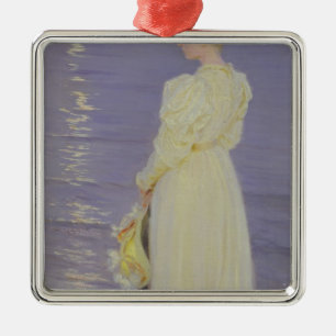 Adorno Metálico Mujer en el blanco en una playa, 1893