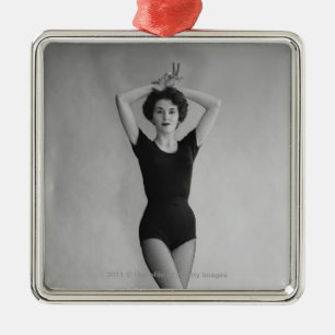 Adorno Metálico Mujer en un retrato del leotardo del ballet