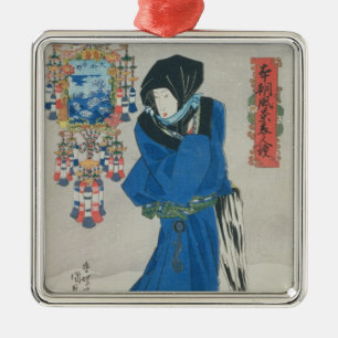 Adorno Metálico Mujer japonesa en la nieve (impresión del