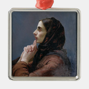 Adorno Metálico Mujer joven en la oración, 1879 (aceite en lienzo)
