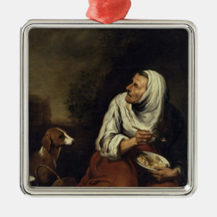 Adorno Metálico Mujer mayor con el perro