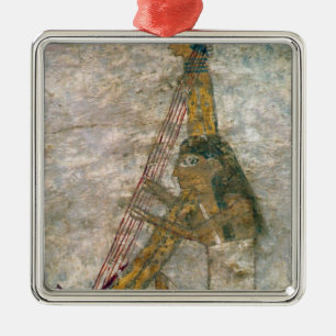 Adorno Metálico Mujer que toca una arpa arqueada