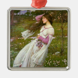 Adorno Metálico Mujer recolectando flores en el viento