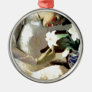 Adorno Metálico Mujer vietnamita joven con el lirio