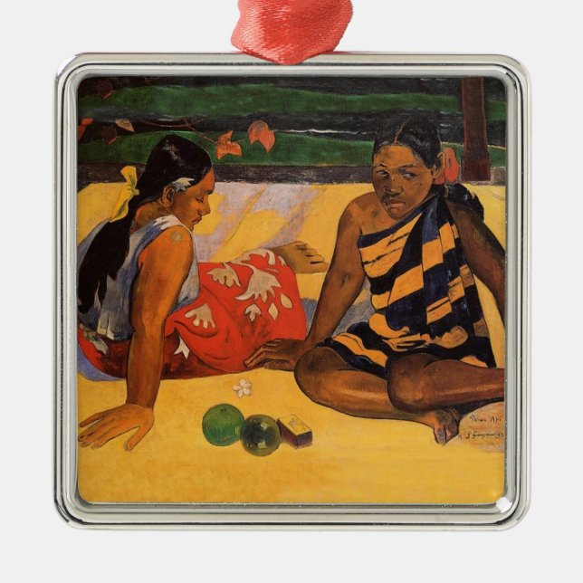 Adorno Metálico Mujeres de la Polinesia Francesa de Gauguin Tahiti (Frente)