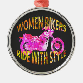 Adorno Metálico Mujeres motociclistas conducen con estilo batik de