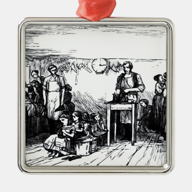 Adorno Metálico Mujeres y niños que hacen los zapatos (Frente)