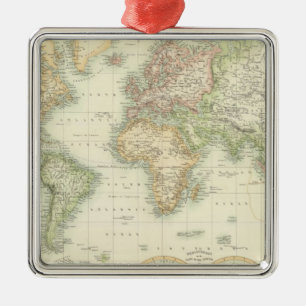 Adorno Metálico Mundo en la proyección de Mercator