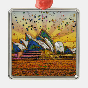 Adorno Metálico Mundo Psicodélico: Horizonte de Sydney A1