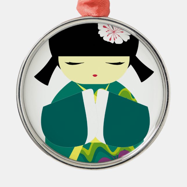 Adorno Metálico Muñeca hermosa de China (Frente)