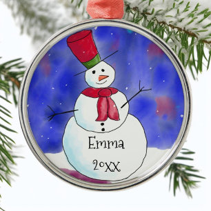 Adorno Metálico Muñeco de Nieve de Navidad Personalizado