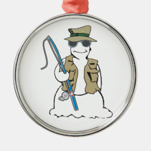 Adorno Metálico Muñeco de nieve del pescador con el chaleco
