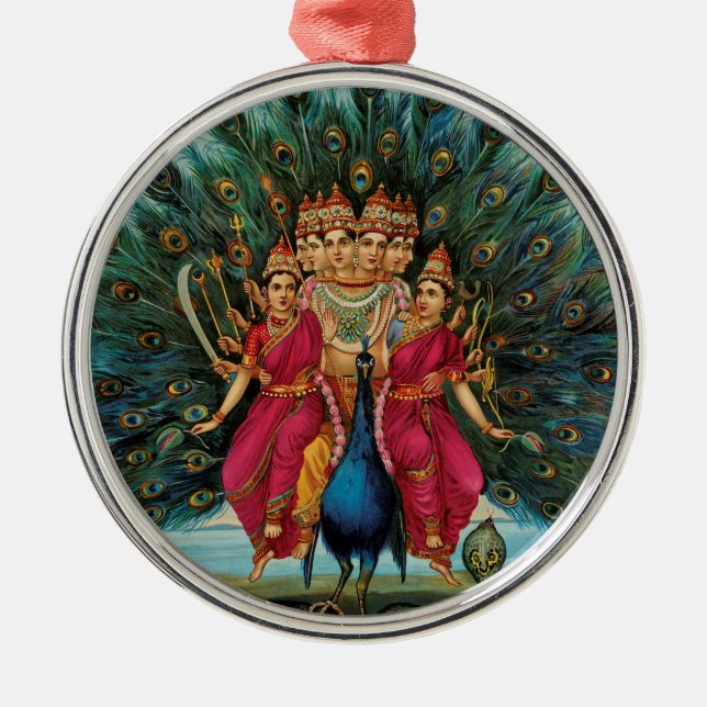 Adorno Metálico Murugan Kartikeyan Skanda Subrahmanyan la deidad h (Frente)