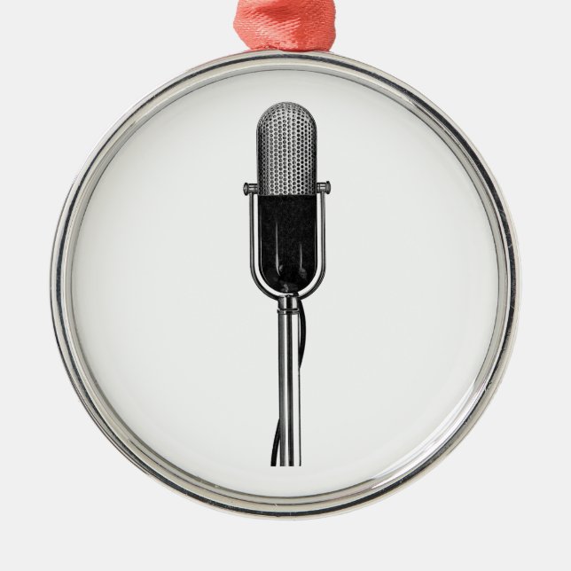 Adorno Metálico Música de época, micrófono retro de moda antiguo (Frente)