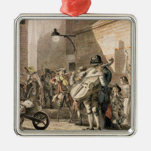 Adorno Metálico Músicos ambulantes que juegan en una parte pobre