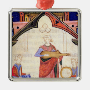 Adorno Metálico Músicos que juegan la guitarra y la pandereta