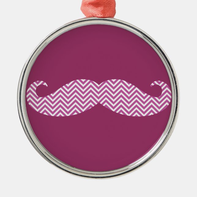Adorno Metálico Mustache Radiant Orquid Purple Chevron Pattern Fun (Frente)