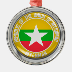 Adorno Metálico Myanmar redonda Emblema