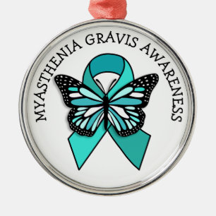 Adorno Metálico Myasthenia Gravis Awareness Ribbon Butfly